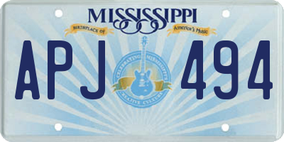 MS license plate APJ494