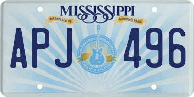 MS license plate APJ496