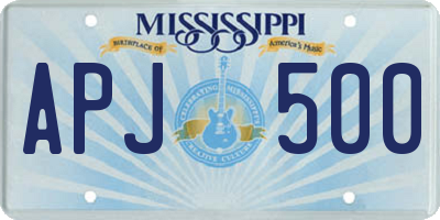 MS license plate APJ500