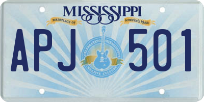 MS license plate APJ501