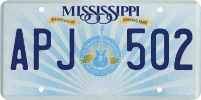 MS license plate APJ502
