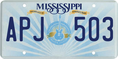 MS license plate APJ503