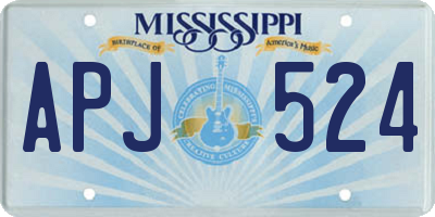 MS license plate APJ524