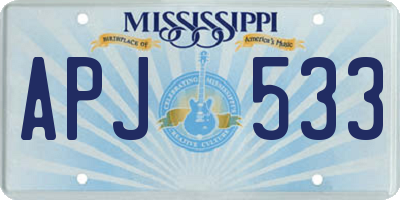 MS license plate APJ533