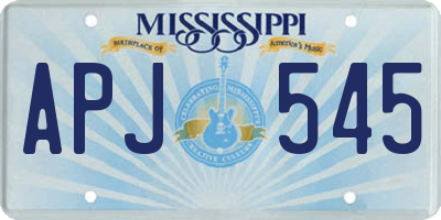 MS license plate APJ545