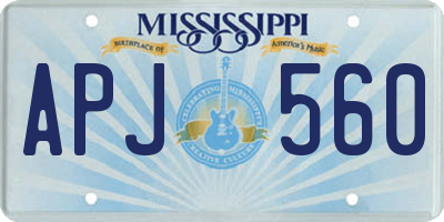 MS license plate APJ560
