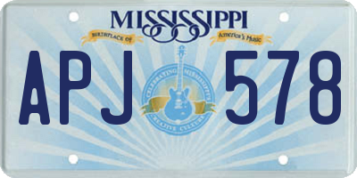 MS license plate APJ578