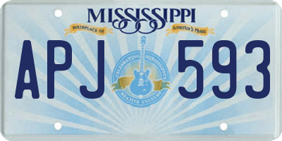 MS license plate APJ593