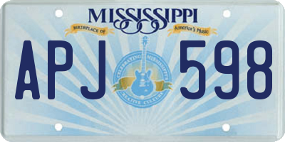 MS license plate APJ598