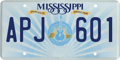 MS license plate APJ601