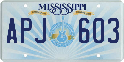 MS license plate APJ603