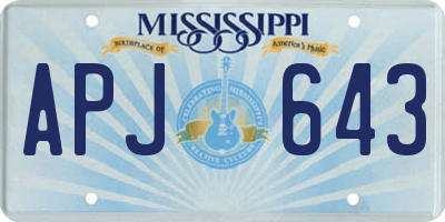 MS license plate APJ643