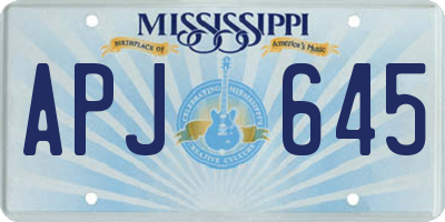 MS license plate APJ645
