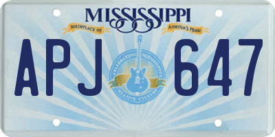 MS license plate APJ647