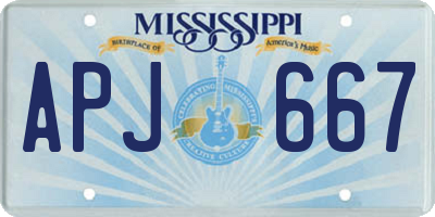 MS license plate APJ667