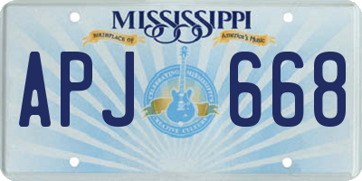 MS license plate APJ668