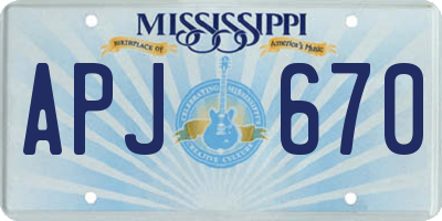 MS license plate APJ670