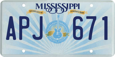 MS license plate APJ671