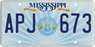 MS license plate APJ673