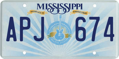 MS license plate APJ674