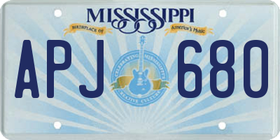 MS license plate APJ680