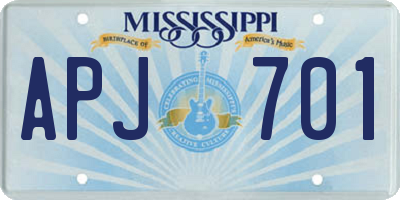 MS license plate APJ701