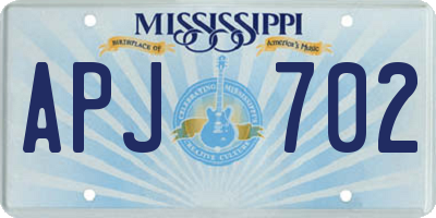 MS license plate APJ702