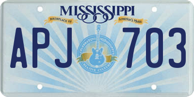 MS license plate APJ703