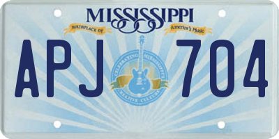 MS license plate APJ704