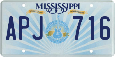 MS license plate APJ716