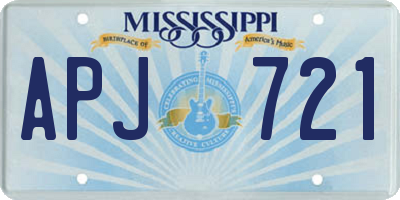 MS license plate APJ721