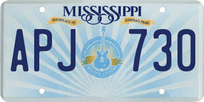 MS license plate APJ730