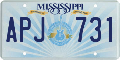 MS license plate APJ731
