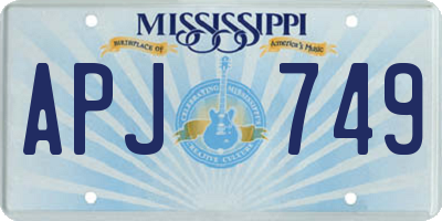 MS license plate APJ749
