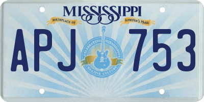 MS license plate APJ753