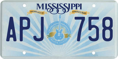 MS license plate APJ758
