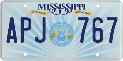 MS license plate APJ767
