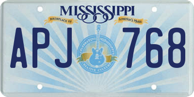 MS license plate APJ768
