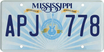 MS license plate APJ778