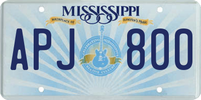 MS license plate APJ800