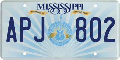 MS license plate APJ802