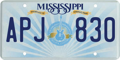 MS license plate APJ830