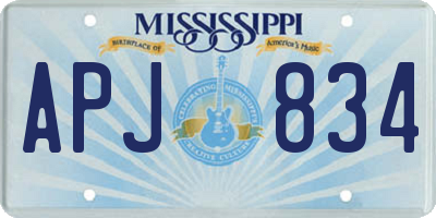 MS license plate APJ834