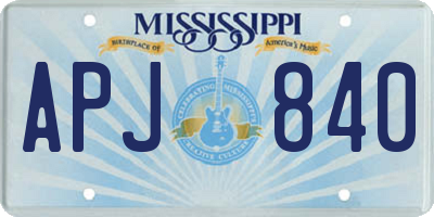 MS license plate APJ840