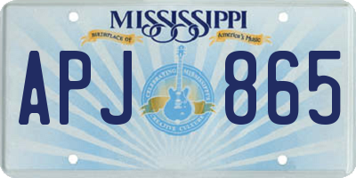 MS license plate APJ865