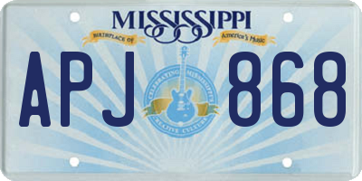 MS license plate APJ868