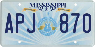 MS license plate APJ870