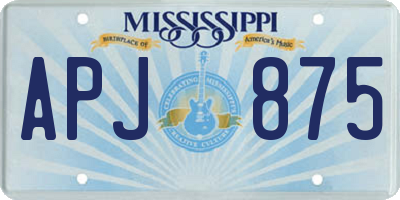 MS license plate APJ875