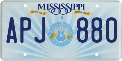 MS license plate APJ880