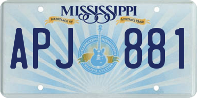 MS license plate APJ881
